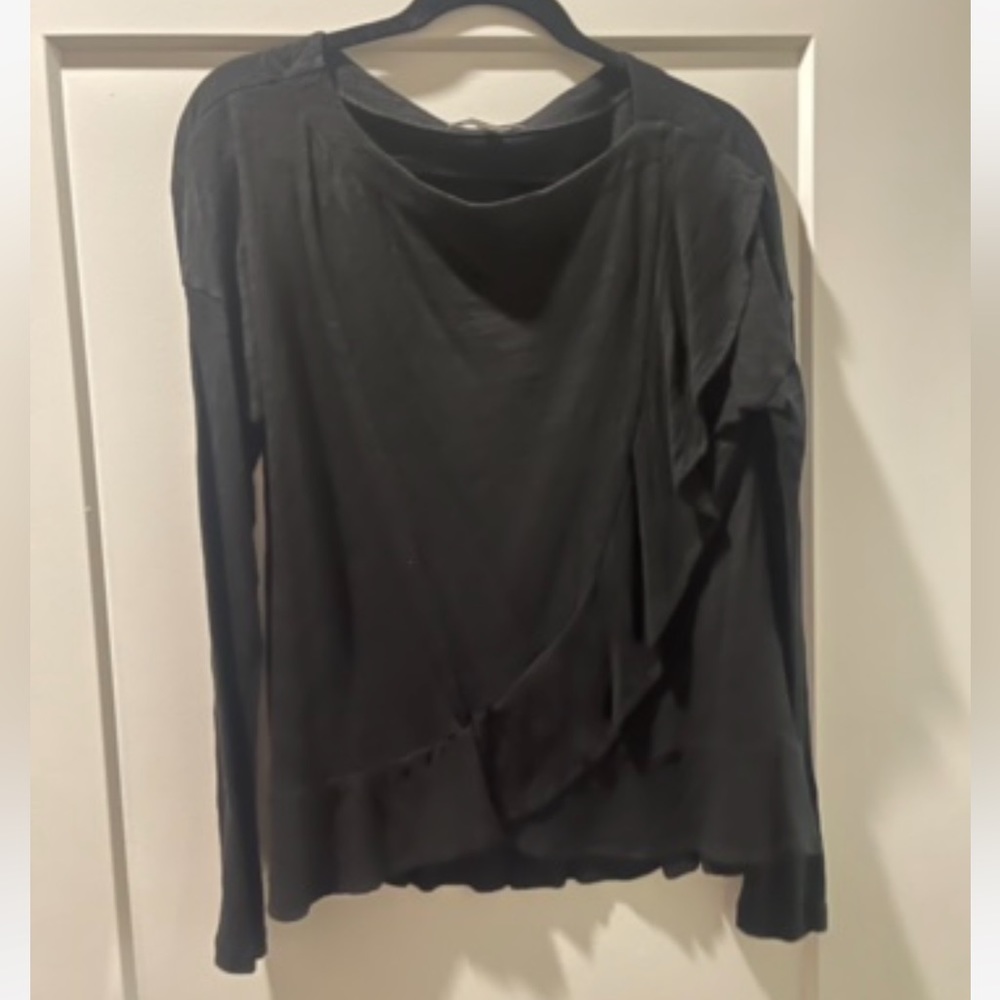Black Long Sleeve Wrap Sweater